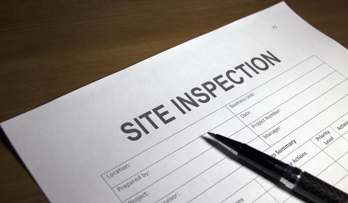 An example of what a formal Site Inspection document might look like